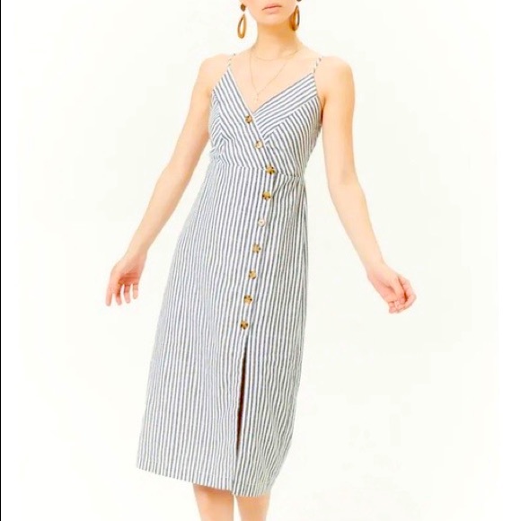 Button front striped dress Clearance